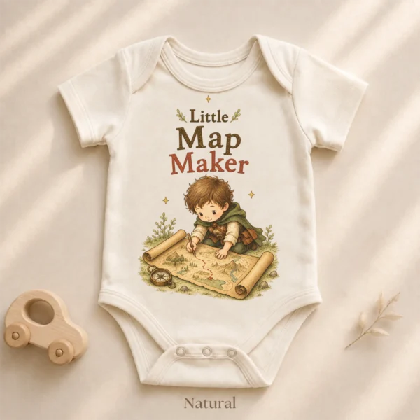 Little Map Maker Baby Bodysuit or Toddler Shirt, Explorer Apparel — alternate product mockup little map maker baby bodysuit product photo