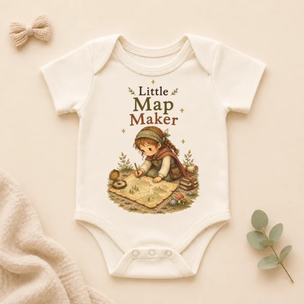 Little Map Maker Baby Bodysuit or Toddler Shirt, Explorer Apparel — alternate product mockup little map maker baby bodysuit product photo