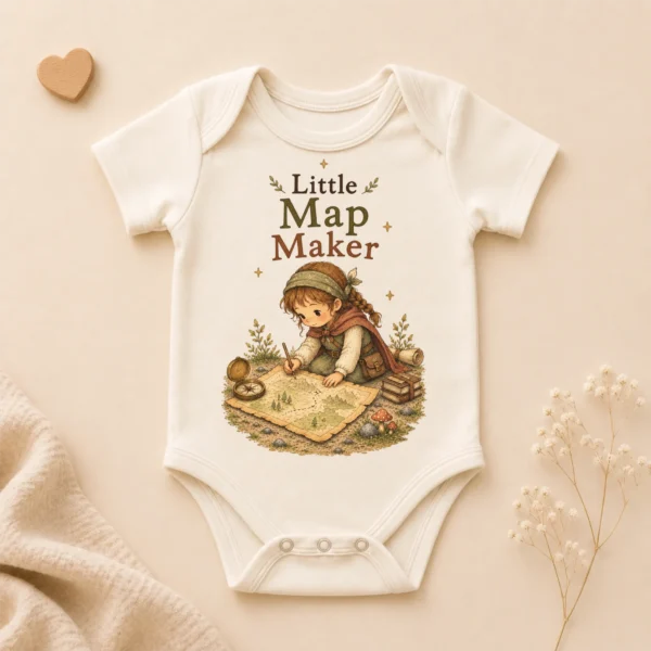 Little Map Maker Baby Bodysuit or Toddler Shirt, Explorer Apparel — alternate product mockup little map maker baby bodysuit lifestyle scene