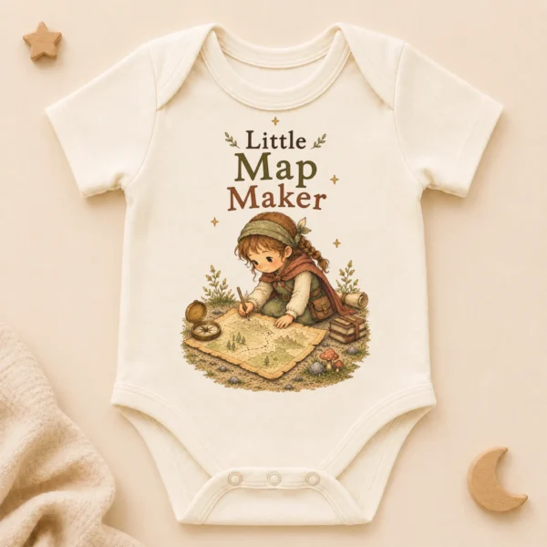 Little Map Maker Baby Bodysuit or Toddler Shirt, Explorer Apparel — alternate product mockup little map maker baby bodysuit product photo