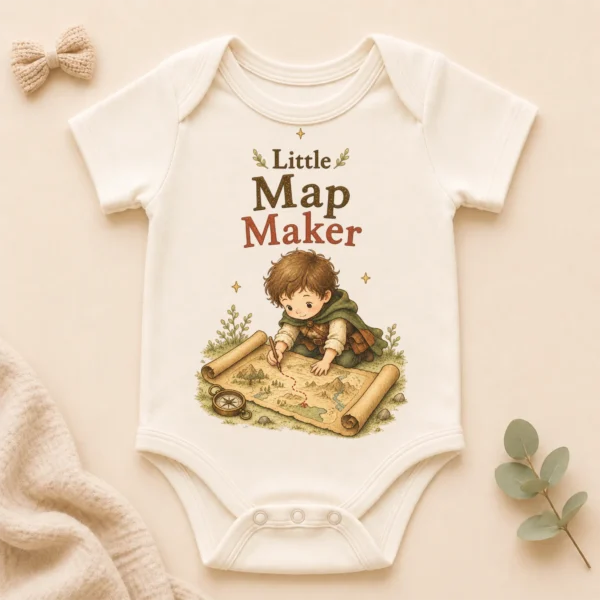 Little Map Maker Baby Bodysuit or Toddler Shirt, Explorer Apparel — alternate product mockup little map maker baby bodysuit product photo