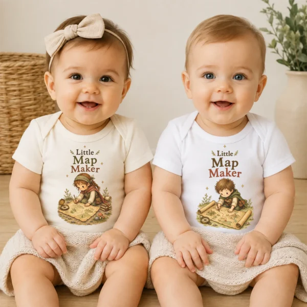 Little Map Maker Baby Bodysuit or Toddler Shirt, Explorer Apparel — baby bodysuit mockup little map maker baby bodysuit model mockup