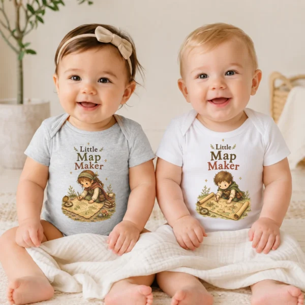 Little Map Maker Baby Bodysuit or Toddler Shirt, Explorer Apparel — baby bodysuit mockup little map maker baby bodysuit model mockup