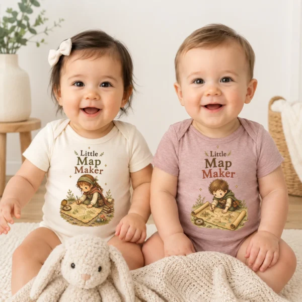 Little Map Maker Baby Bodysuit or Toddler Shirt, Explorer Apparel — baby bodysuit mockup little map maker baby bodysuit model mockup