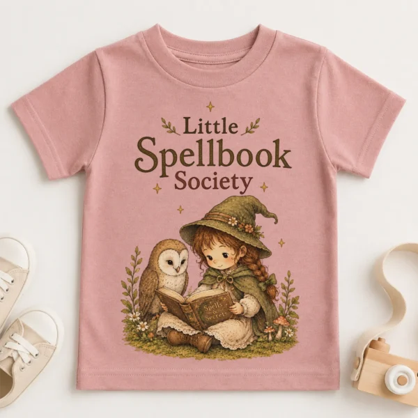 Little Spellbook Society Baby Bodysuit or Toddler Shirt — toddler shirt mockup little spellbook society baby bodysuit product photo