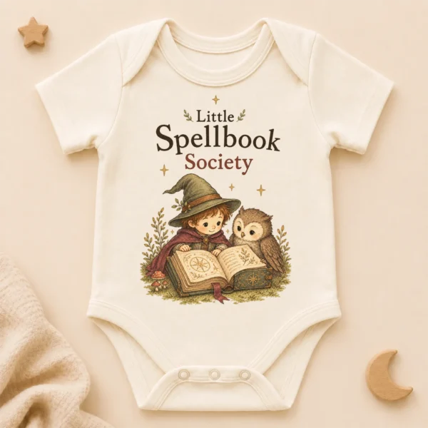 Little Spellbook Society Baby Bodysuit or Toddler Shirt — alternate product mockup little spellbook society baby bodysuit product photo