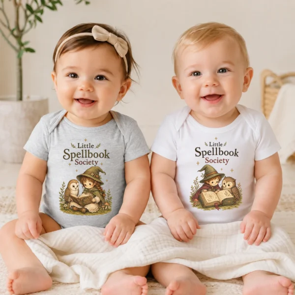 Little Spellbook Society Baby Bodysuit or Toddler Shirt — baby bodysuit mockup little spellbook society baby bodysuit model mockup