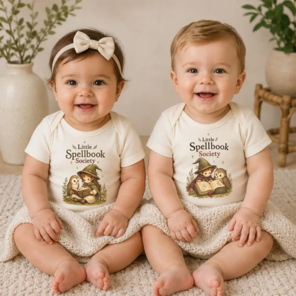 Little Spellbook Society Baby Bodysuit or Toddler Shirt — baby bodysuit mockup little spellbook society baby bodysuit model mockup