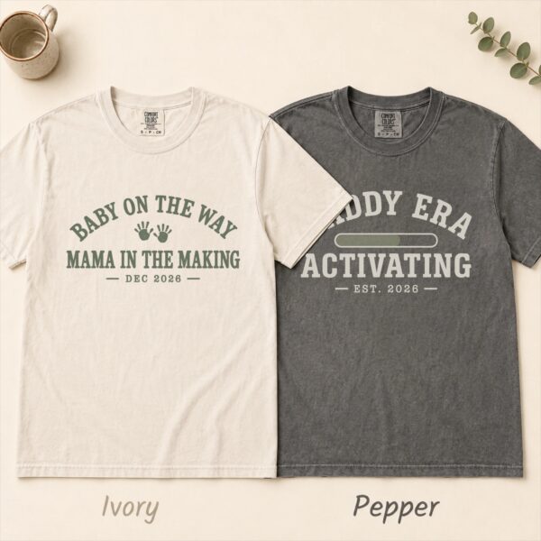 Baby on the Way Shirts, Mama to Be & Dad to Be Pregnancy Announcement baby on the way shirt t-shirt product photo