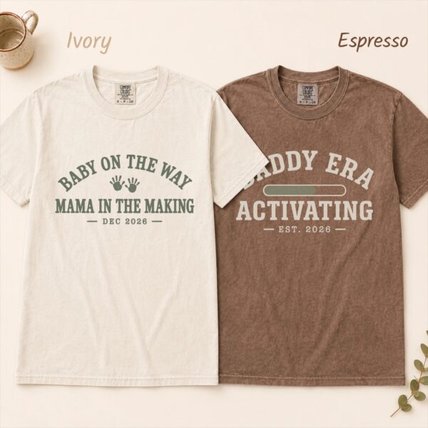 Baby on the Way Shirts, Mama to Be & Dad to Be Pregnancy Announcement baby on the way shirt t-shirt product photo