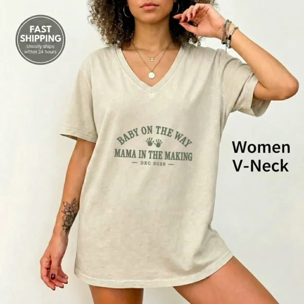 Baby on the Way Shirts, Mama to Be & Dad to Be Pregnancy Announcement — lifestyle mockup baby on the way shirt t-shirt lifestyle scene