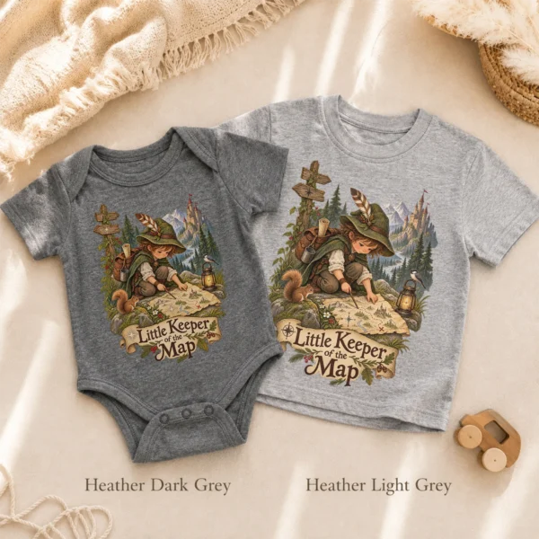 Map Keeper Baby Bodysuit or Toddler Shirt, Young Explorer — alternate product mockup map keeper baby bodysuit product photo