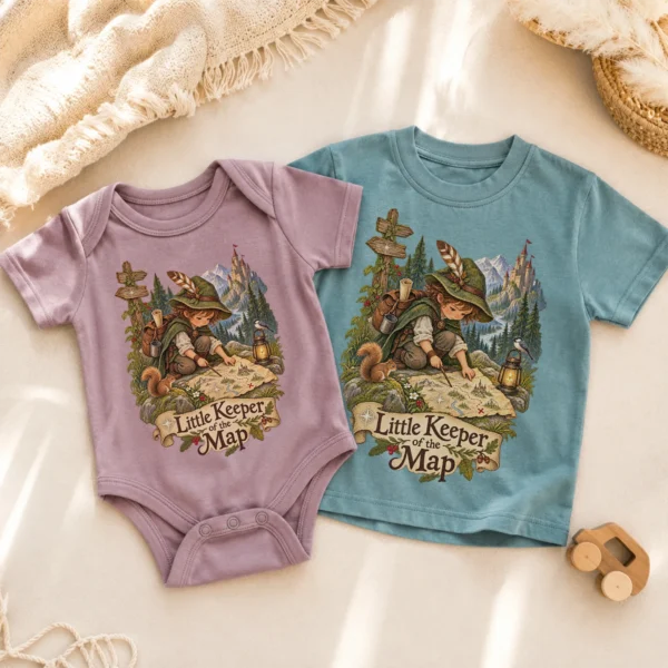 Map Keeper Baby Bodysuit or Toddler Shirt, Young Explorer — alternate product mockup map keeper baby bodysuit color options