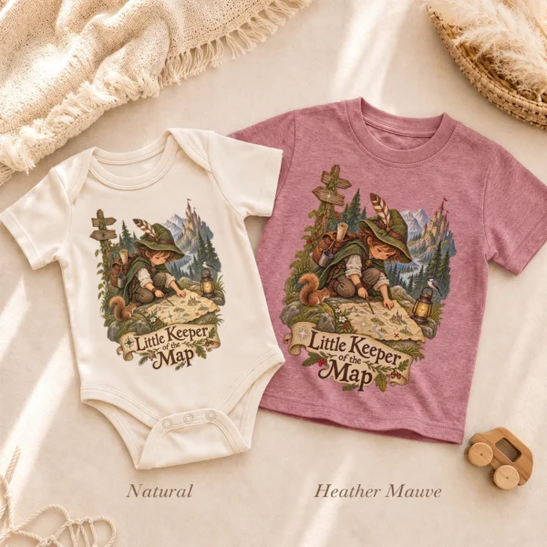 Map Keeper Baby Bodysuit or Toddler Shirt, Young Explorer — alternate product mockup map keeper baby bodysuit product photo