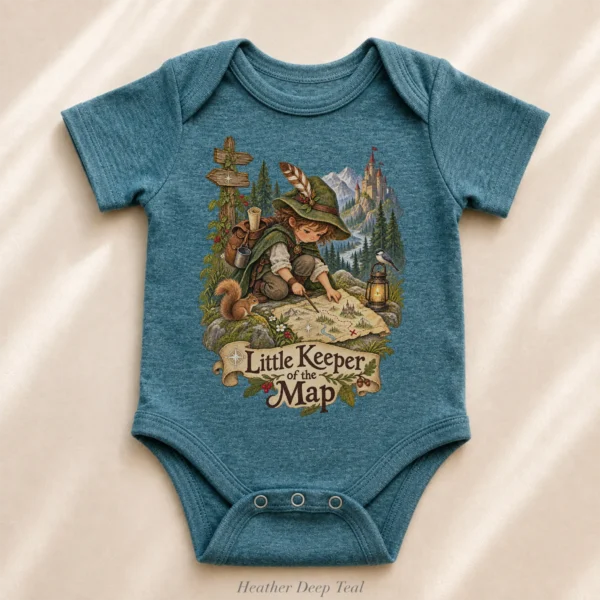 Map Keeper Baby Bodysuit or Toddler Shirt, Young Explorer — alternate product mockup map keeper baby bodysuit alternate angle