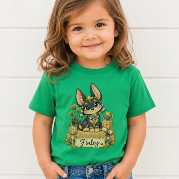 Personalized Anubis Baby Bodysuit, Ancient Egypt Toddler Shirt — toddler shirt mockup personalized anubis baby bodysuit product photo