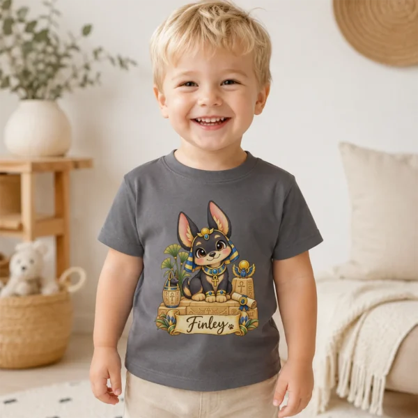 Personalized Anubis Baby Bodysuit, Ancient Egypt Toddler Shirt — toddler shirt mockup personalized anubis baby bodysuit product photo