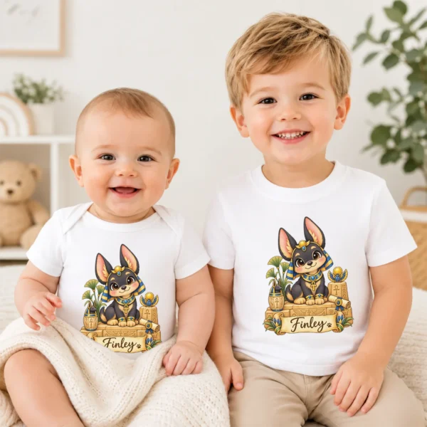 Personalized Anubis Baby Bodysuit, Ancient Egypt Toddler Shirt — baby bodysuit mockup personalized anubis baby bodysuit product photo