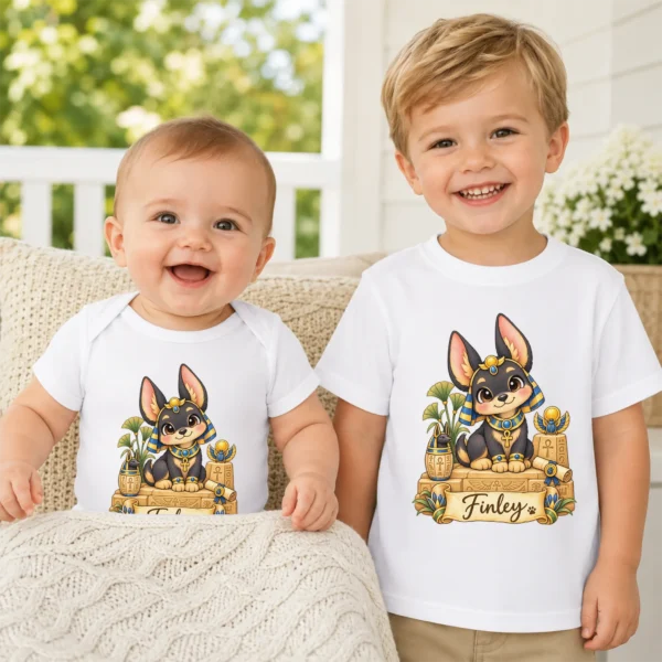Personalized Anubis Baby Bodysuit, Ancient Egypt Toddler Shirt — baby bodysuit mockup personalized anubis baby bodysuit product photo