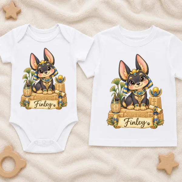 Personalized Anubis Baby Bodysuit, Ancient Egypt Toddler Shirt — baby bodysuit mockup personalized anubis baby bodysuit product photo