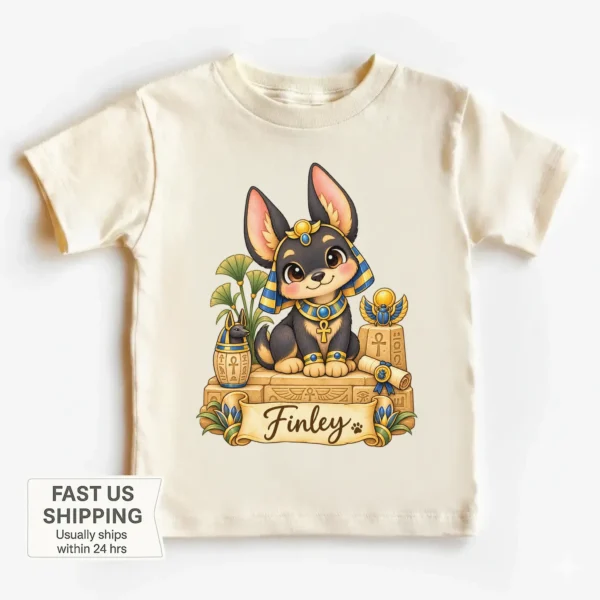 Personalized Anubis Baby Bodysuit, Ancient Egypt Toddler Shirt — toddler shirt mockup personalized anubis baby bodysuit product photo
