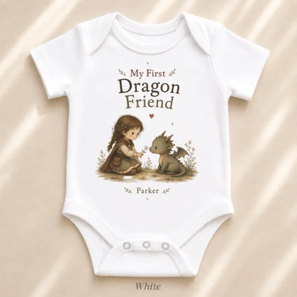Personalized Baby Dragon Bodysuit, Boy or Girl, Custom Name — alternate product mockup personalized baby dragon bodysuit baby bodysuit product photo
