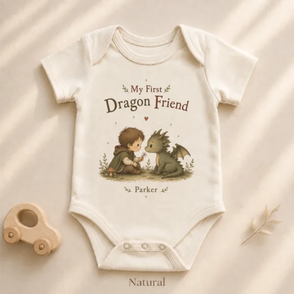 Personalized Baby Dragon Bodysuit, Boy or Girl, Custom Name — alternate product mockup personalized baby dragon bodysuit baby bodysuit product photo