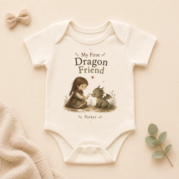 Personalized Baby Dragon Bodysuit, Boy or Girl, Custom Name — alternate product mockup personalized baby dragon bodysuit baby bodysuit product photo