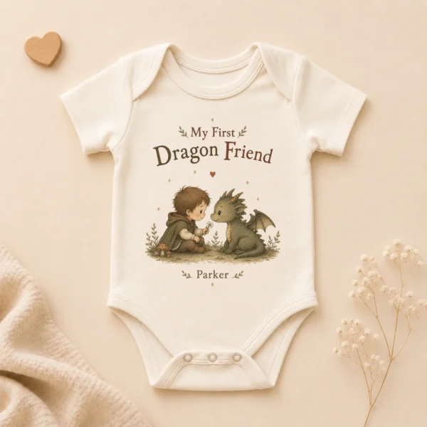 Personalized Baby Dragon Bodysuit, Boy or Girl, Custom Name — alternate product mockup personalized baby dragon bodysuit baby bodysuit product photo