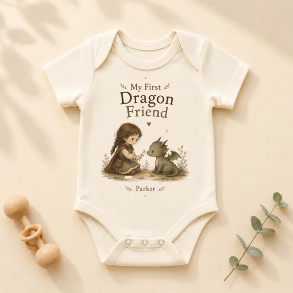 Personalized Baby Dragon Bodysuit, Boy or Girl, Custom Name — alternate product mockup personalized baby dragon bodysuit baby bodysuit product photo