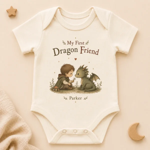 Personalized Baby Dragon Bodysuit, Boy or Girl, Custom Name — alternate product mockup personalized baby dragon bodysuit baby bodysuit product photo