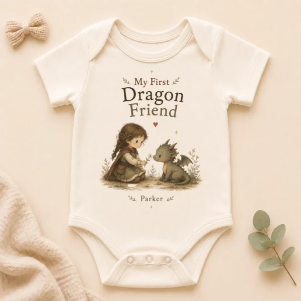 Personalized Baby Dragon Bodysuit, Boy or Girl, Custom Name — alternate product mockup personalized baby dragon bodysuit baby bodysuit product photo