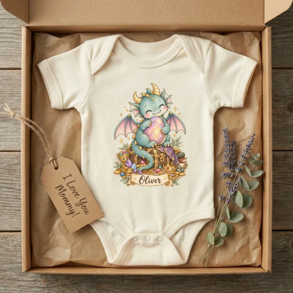 Personalized Baby Dragon Bodysuit, Mythical Toddler Shirt, Kids Gift — baby bodysuit mockup personalized baby dragon bodysuit baby bodysuit mockup view