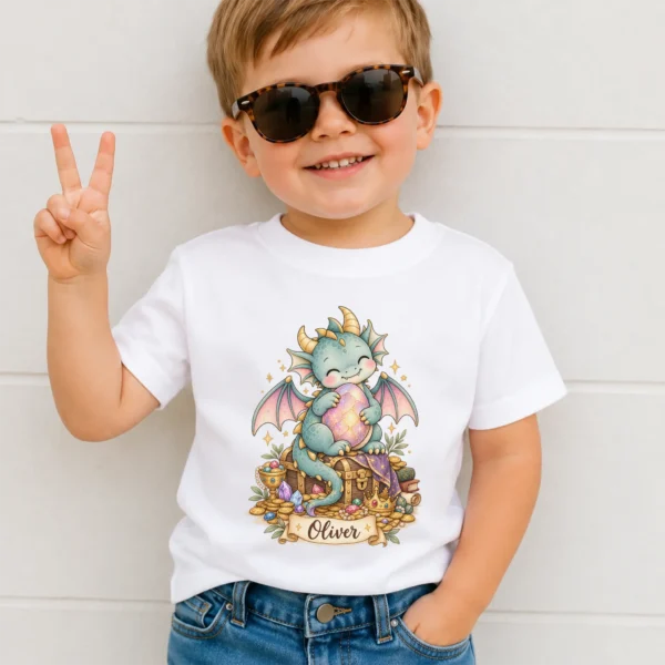 Personalized Baby Dragon Bodysuit, Mythical Toddler Shirt, Kids Gift — toddler shirt mockup personalized baby dragon bodysuit baby bodysuit styled product photo