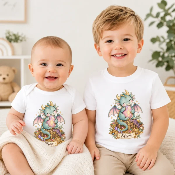 Personalized Baby Dragon Bodysuit, Mythical Toddler Shirt, Kids Gift — baby bodysuit mockup personalized baby dragon bodysuit baby bodysuit product photo