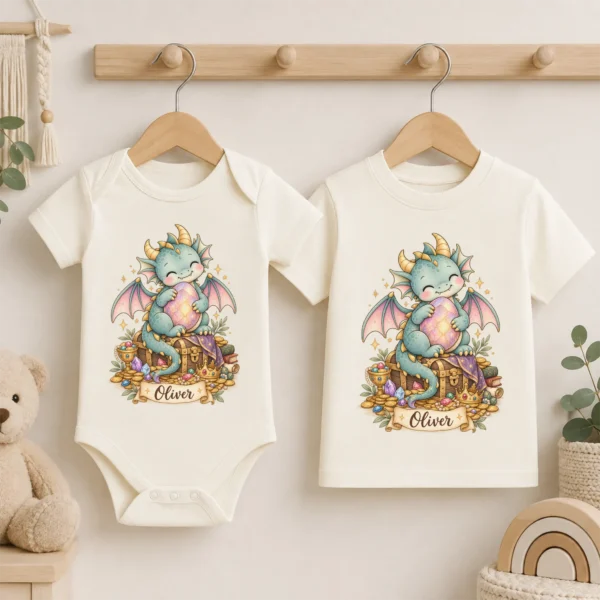 Personalized Baby Dragon Bodysuit, Mythical Toddler Shirt, Kids Gift — baby bodysuit mockup personalized baby dragon bodysuit baby bodysuit product photo
