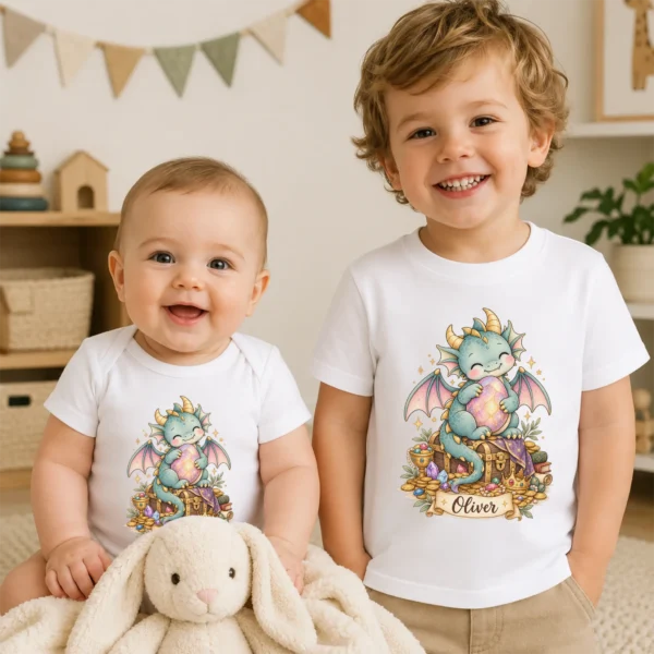 Personalized Baby Dragon Bodysuit, Mythical Toddler Shirt, Kids Gift — baby bodysuit mockup personalized baby dragon bodysuit baby bodysuit product photo