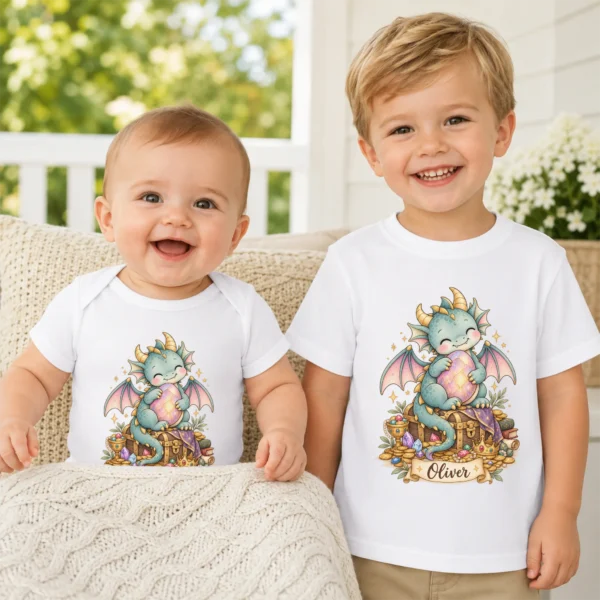 Personalized Baby Dragon Bodysuit, Mythical Toddler Shirt, Kids Gift — baby bodysuit mockup personalized baby dragon bodysuit baby bodysuit