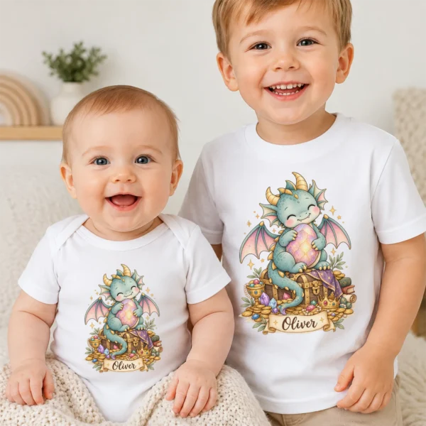 Personalized Baby Dragon Bodysuit, Mythical Toddler Shirt, Kids Gift — baby bodysuit mockup personalized baby dragon bodysuit baby bodysuit product photo
