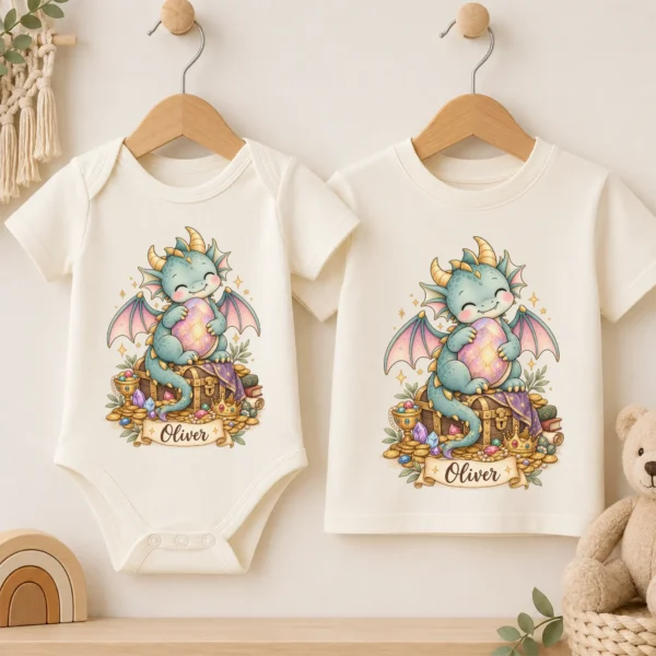 Personalized Baby Dragon Bodysuit, Mythical Toddler Shirt, Kids Gift — baby bodysuit mockup personalized baby dragon bodysuit baby bodysuit product photo