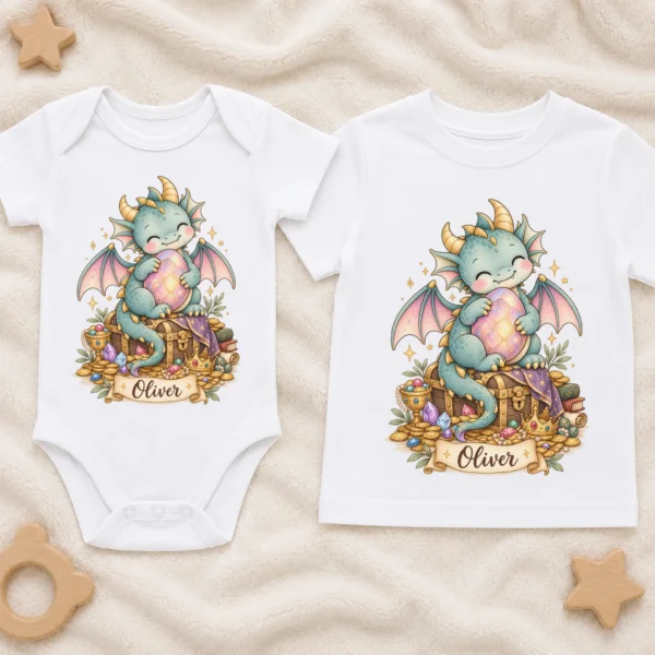 Personalized Baby Dragon Bodysuit, Mythical Toddler Shirt, Kids Gift — baby bodysuit mockup personalized baby dragon bodysuit baby bodysuit product photo