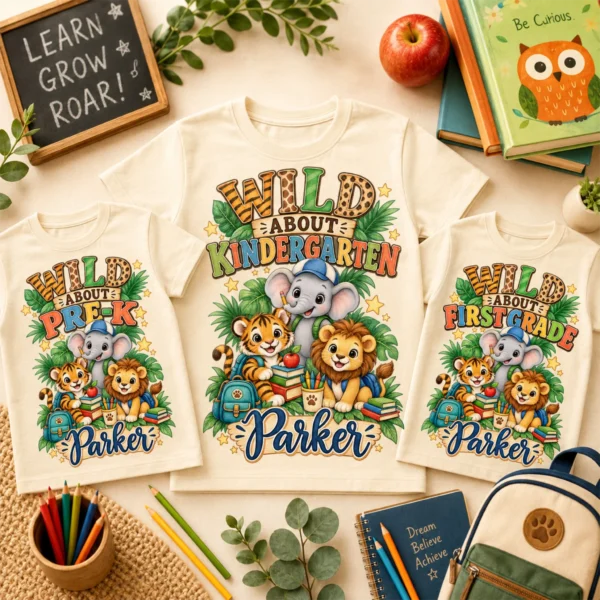 personalized back to school safari shirt t-shirt back view