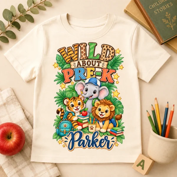 Personalized Back to School Safari Shirt for Toddler or Youth — alternate product mockup personalized back to school safari shirt t-shirt back view