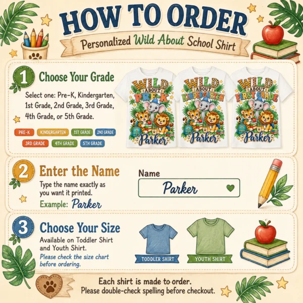 Personalized Back to School Safari Shirt for Toddler or Youth — alternate product mockup personalized back to school safari shirt t-shirt back view