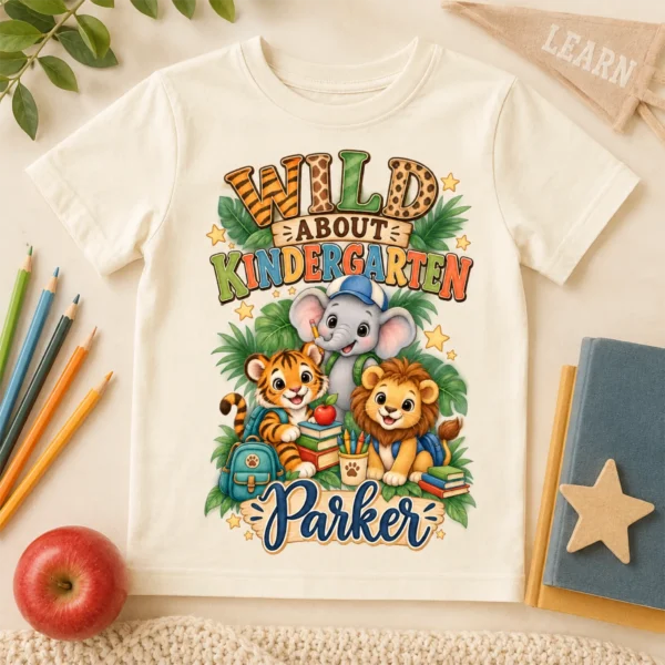 Personalized Back to School Safari Shirt for Toddler or Youth — alternate product mockup personalized back to school safari shirt t-shirt back view