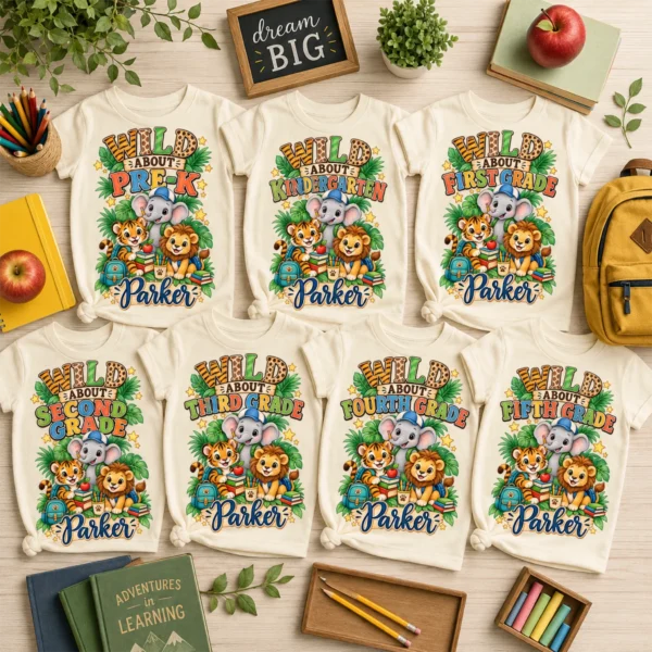 Personalized Back to School Safari Shirt for Toddler or Youth — alternate product mockup personalized back to school safari shirt t-shirt back view