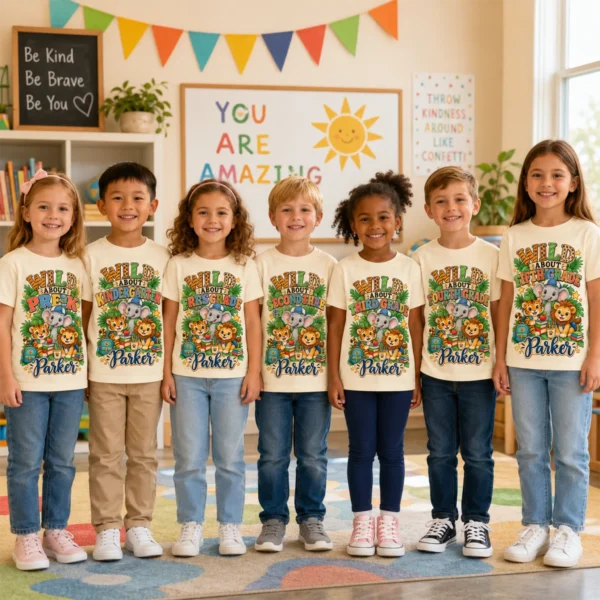 Personalized Back to School Safari Shirt for Toddler or Youth — alternate product mockup personalized back to school safari shirt t-shirt back view