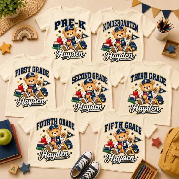 Personalized Back to School Shirt, Toddler or Youth Grade — alternate product mockup personalized back to school shirt t-shirt back view