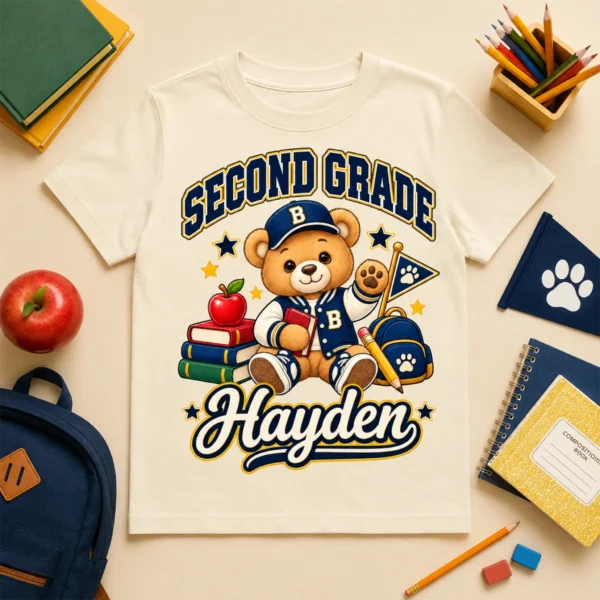 Personalized Back to School Shirt, Toddler or Youth Grade — alternate product mockup personalized back to school shirt t-shirt back view