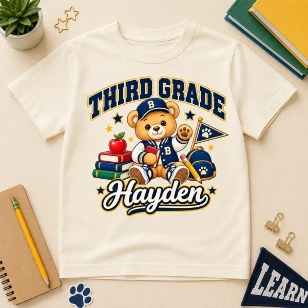 Personalized Back to School Shirt, Toddler or Youth Grade — alternate product mockup personalized back to school shirt t-shirt back view